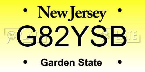 G82YSB New Jersey License Plate