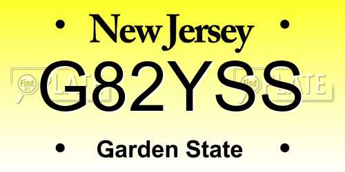 G82YSS New Jersey License Plate