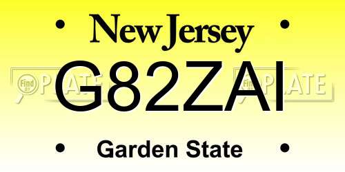 G82ZAI New Jersey License Plate