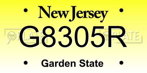 G8305R New Jersey License Plate