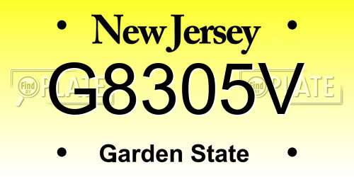 G8305V New Jersey License Plate