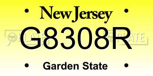 G8308R New Jersey License Plate