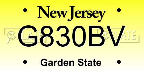 G830BV New Jersey License Plate