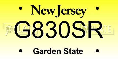 G830SR New Jersey License Plate