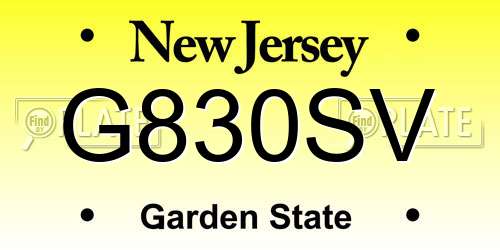 G830SV New Jersey License Plate