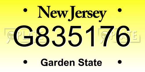 G835176 New Jersey License Plate