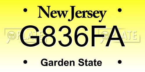 G836FA New Jersey License Plate