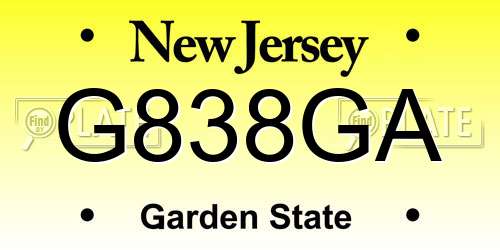 G838GA New Jersey License Plate