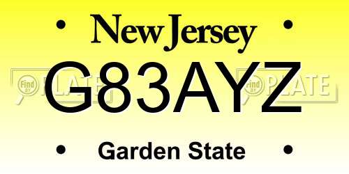 G83AYZ New Jersey License Plate