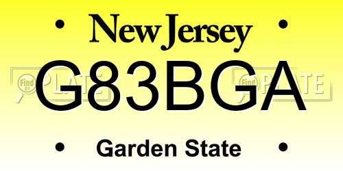 G83BGA New Jersey License Plate