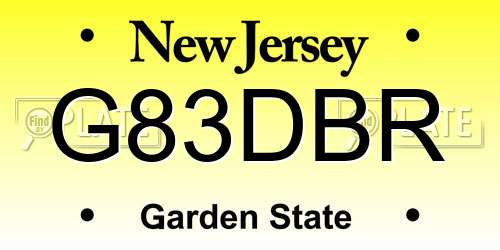 G83DBR New Jersey License Plate
