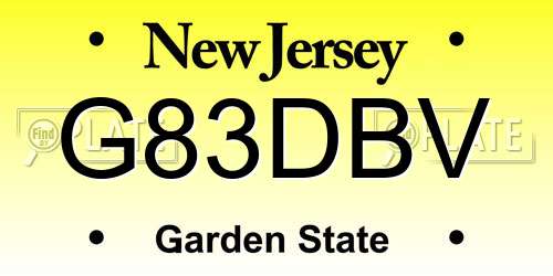 G83DBV New Jersey License Plate