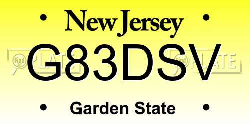 G83DSV New Jersey License Plate