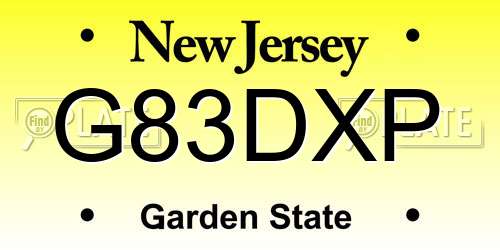 G83DXP New Jersey License Plate