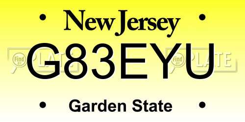 G83EYU New Jersey License Plate