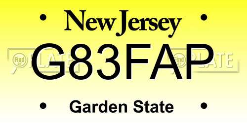 G83FAP New Jersey License Plate