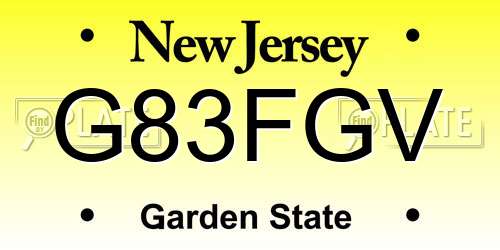 G83FGV New Jersey License Plate