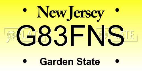 G83FNS New Jersey License Plate
