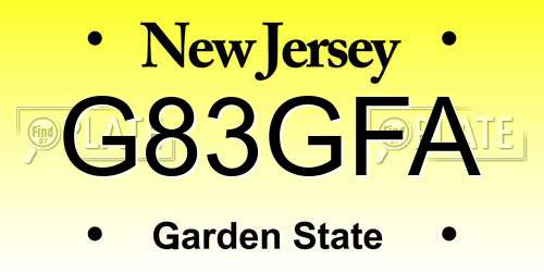 G83GFA New Jersey License Plate