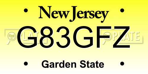 G83GFZ New Jersey License Plate