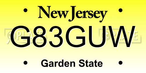 G83GUW New Jersey License Plate