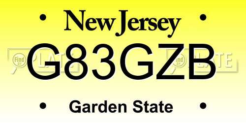 G83GZB New Jersey License Plate