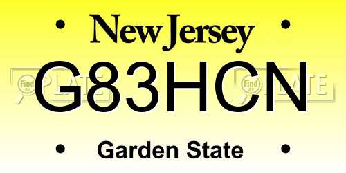 G83HCN New Jersey License Plate