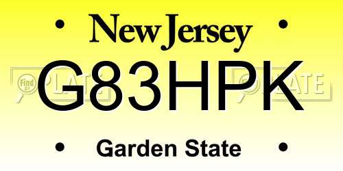 G83HPK New Jersey License Plate