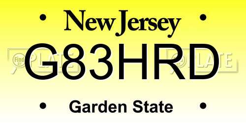 G83HRD New Jersey License Plate
