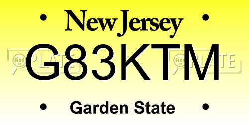 G83KTM New Jersey License Plate