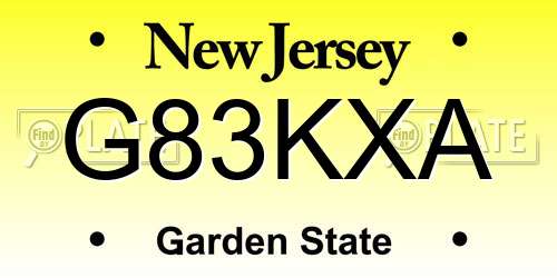 G83KXA New Jersey License Plate