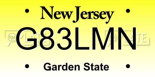 G83LMN New Jersey License Plate