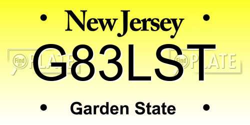 G83LST New Jersey License Plate