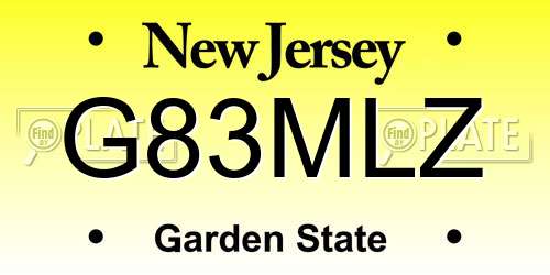 G83MLZ New Jersey License Plate