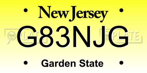 G83NJG New Jersey License Plate