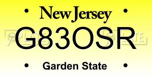 G83OSR New Jersey License Plate