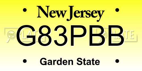 G83PBB New Jersey License Plate