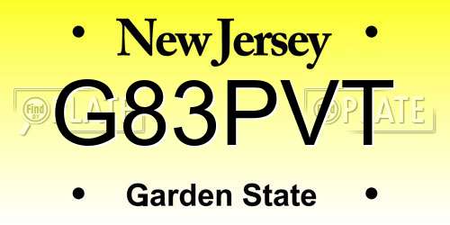 G83PVT New Jersey License Plate