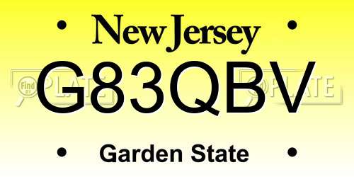 G83QBV New Jersey License Plate