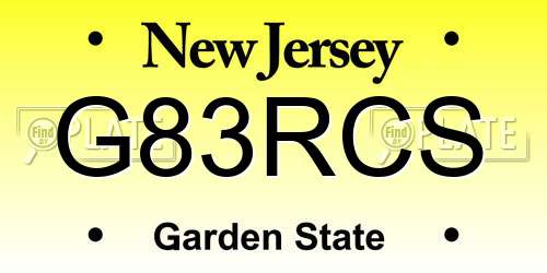 G83RCS New Jersey License Plate
