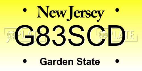 G83SCD New Jersey License Plate