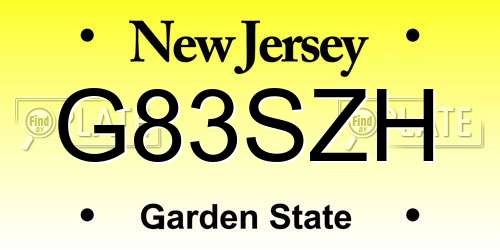 G83SZH New Jersey License Plate