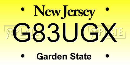 G83UGX New Jersey License Plate