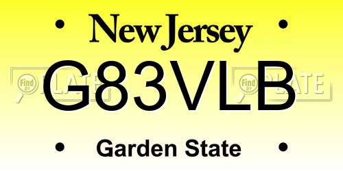 G83VLB New Jersey License Plate