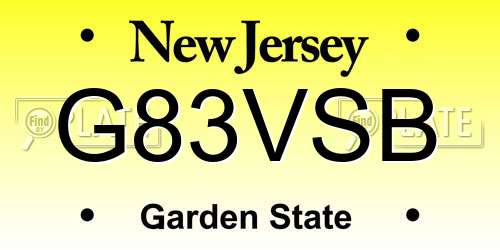 G83VSB New Jersey License Plate