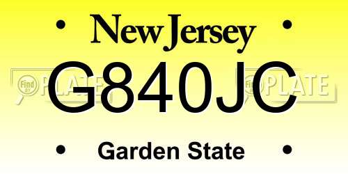 G840JC New Jersey License Plate