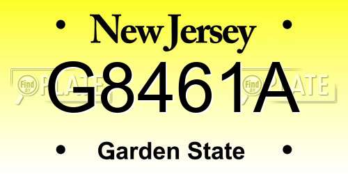 G8461A New Jersey License Plate