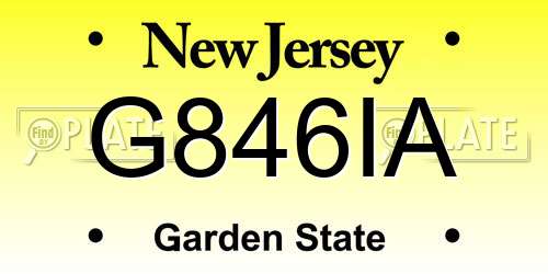 G846IA New Jersey License Plate