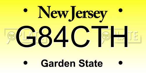G84CTH New Jersey License Plate