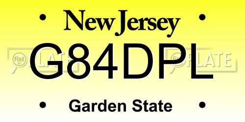 G84DPL New Jersey License Plate